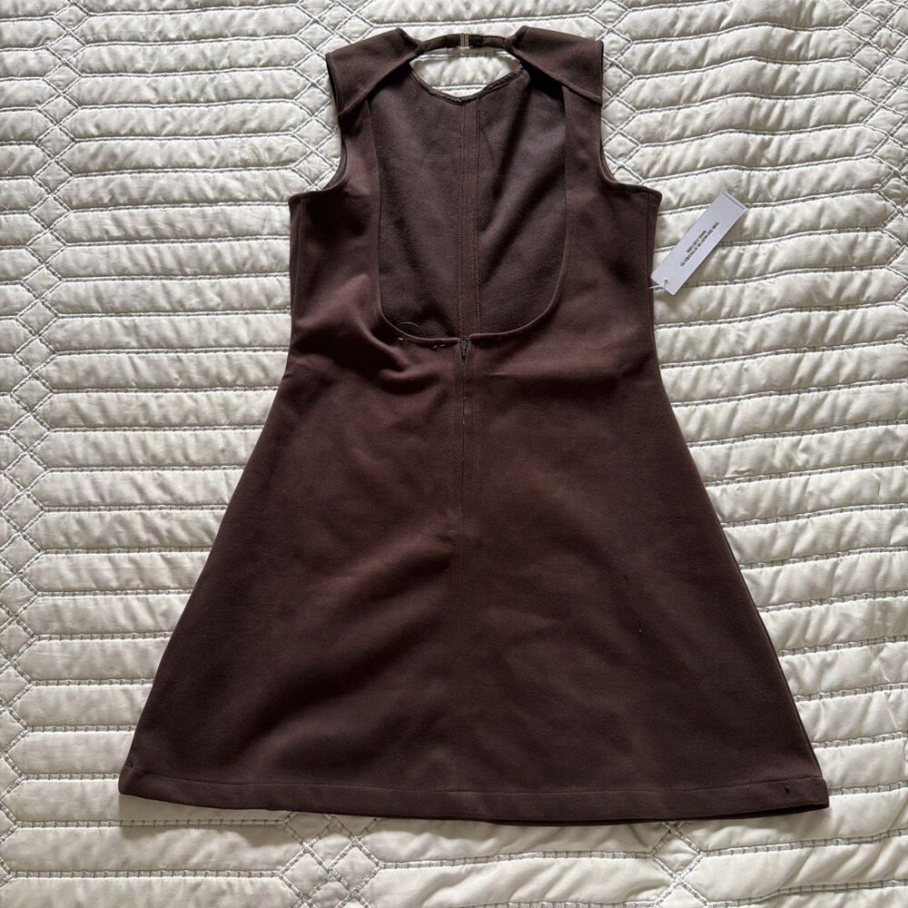 Princess Polly Imalda Cut Out Mini Dress Chocolate US 4 - Picture 2 of 5